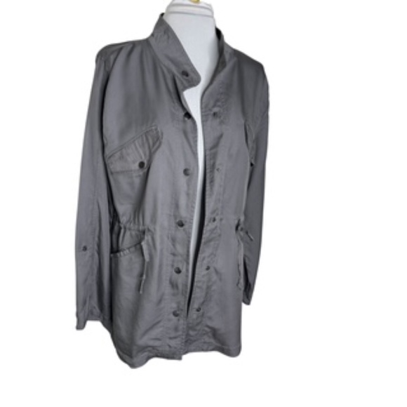 NWT Faded Glory Snap Front Drawstring Waist Tabbed Sleeve Gray Jacket Size L - Picture 4 of 11